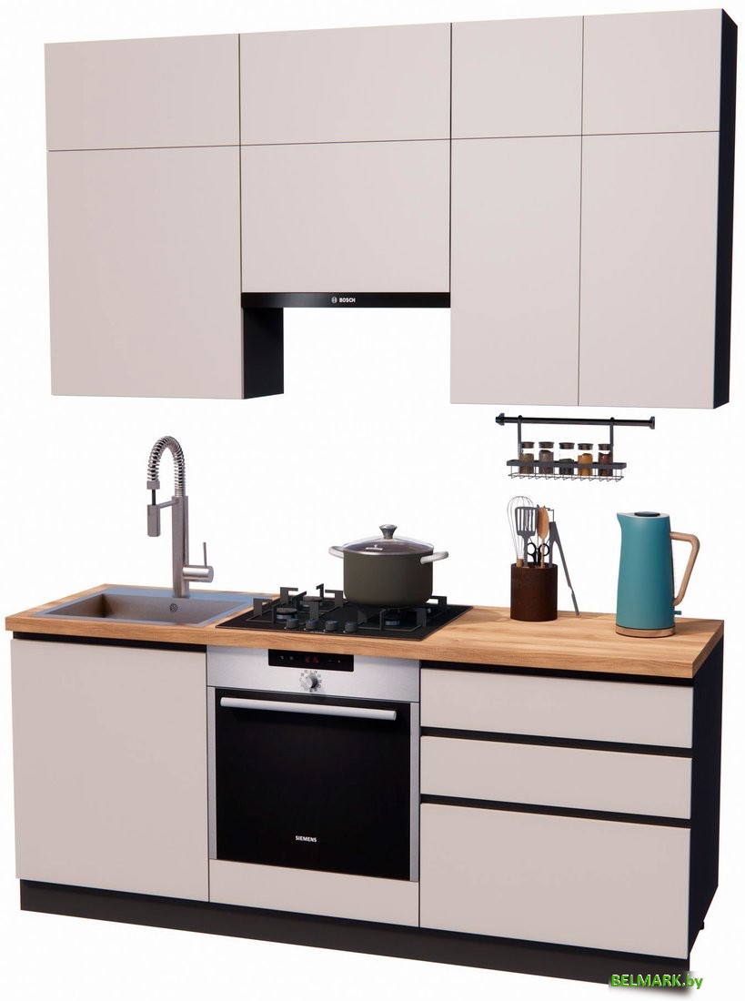 Готовая кухня ВерсоМебель Эко Премиум 1.9 (кашемир/ст. дуб вотан) - фото