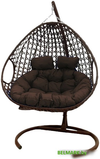 Подвесное кресло M-Group Для двоих Люкс 11510205 (коричневый ротанг/коричневая подушка) - фото