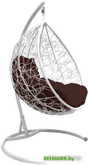 Подвесное кресло M-Group Капля 11020105 (белый ротанг/коричневая подушка) - фото