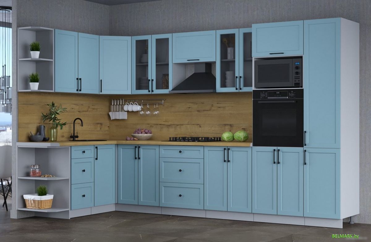 Готовая кухня Интерлиния Тренд 1.68x3.4 ВТ левая (океан/океан/дуб бунратти) - фото2