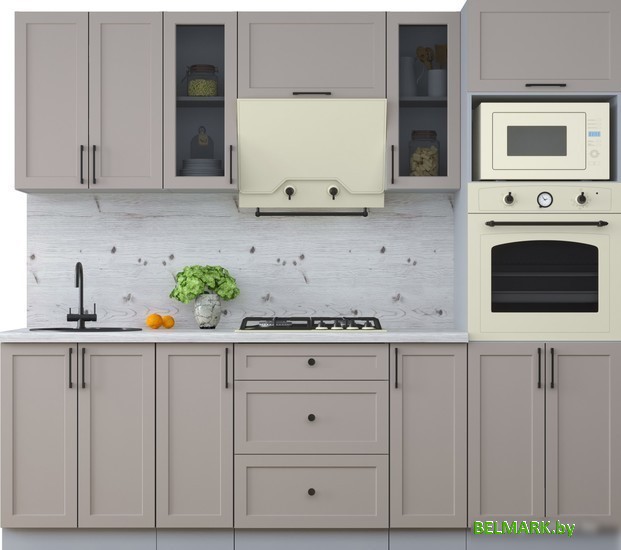 Готовая кухня Интерлиния Тренд 2.4В (луна/луна/бискайская сосна) - фото