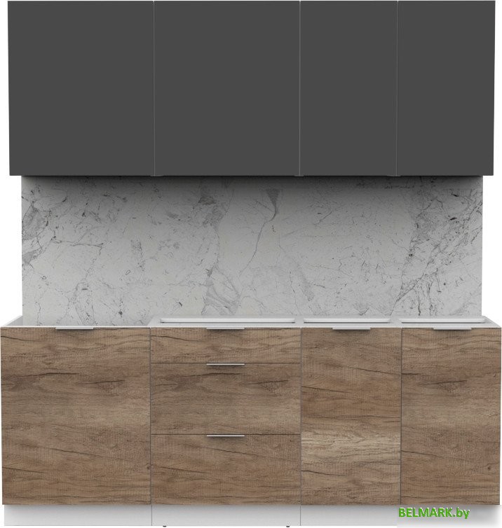 Готовая кухня Интермебель Микс Топ-5 2.0м без столешницы (графит серый/дуб каньон) - фото