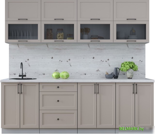 Готовая кухня Интерлиния Тренд 2.4Б (луна/луна/бискайская сосна) - фото