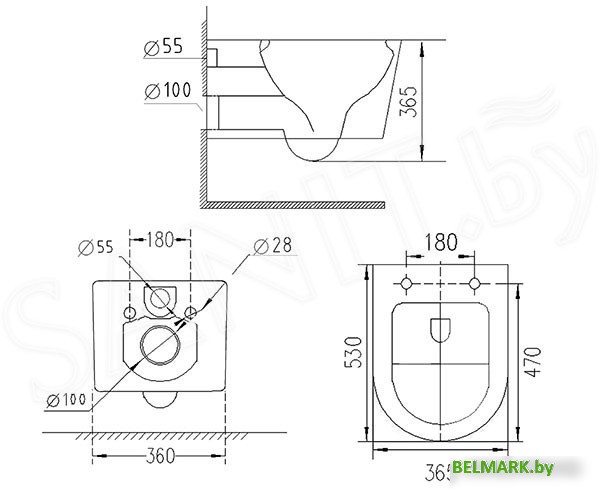 Унитаз подвесной Roxen Vortex Tornado в комплекте с инсталляцией StounFix Dual Fresh 6 в 1 964469 (кнопка: хром глянец) - фото2