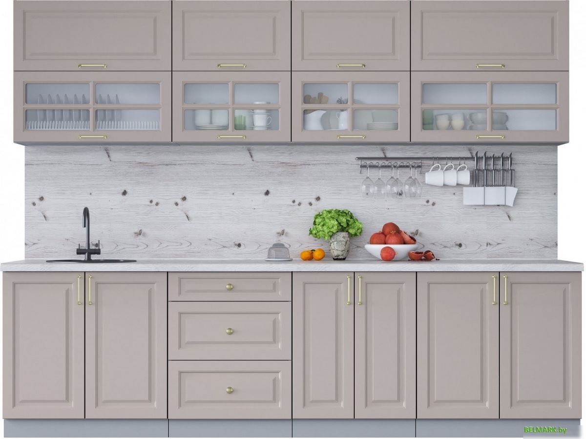 Готовая кухня Интерлиния Мила Шато 2.8Б (луна/луна/бискайская сосна) - фото
