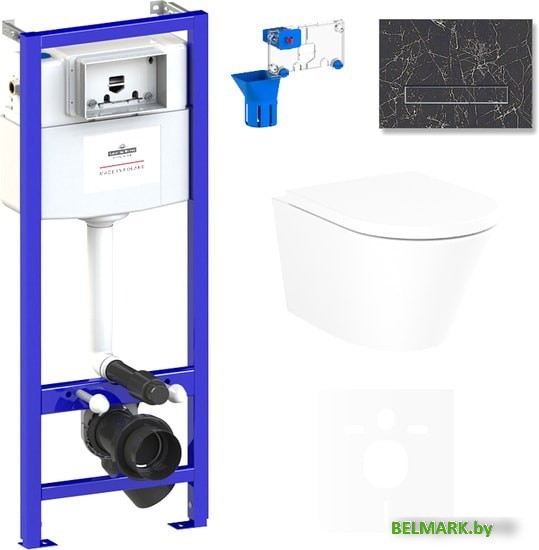 Унитаз Lavinia Boho Relfix Biore Compacto Rimless 7 в 1 75110167 (black иск. камень) - фото