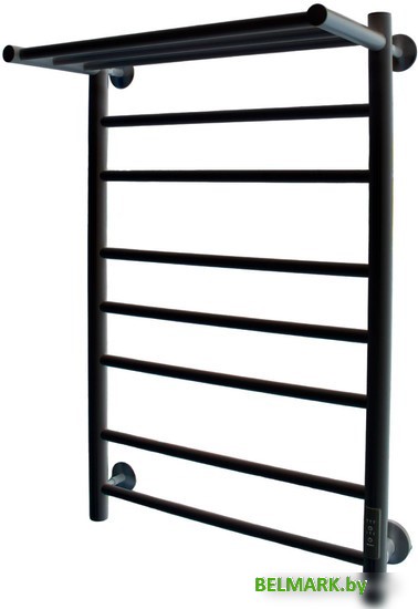 Полотенцесушитель Маргроид Ferrum Вид 10 СНШ 80x50 с полкой, Черный матовый, скрытого монтажа, таймер справа - фото
