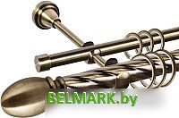 Карниз для штор АС ФОРОС Grace D25К/16Г + наконечники Белуно (3м, антик) - фото