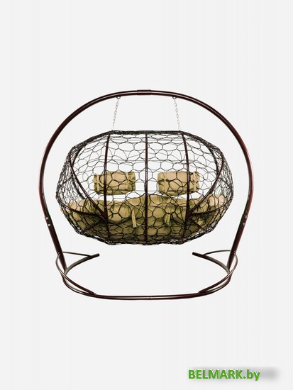 Подвесной диван M-Group Лежебока 11180201 (с коричневым ротангом/бежевая подушка) - фото2