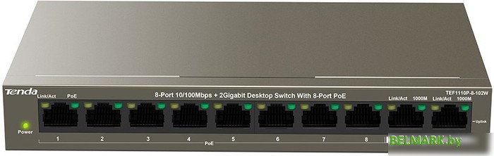 Неуправляемый коммутатор Tenda TEF1110P-8-102W - фото