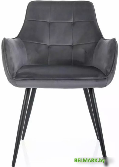 Стул с подлокотниками Signal Lemon Velvet 14 (темно-серый/черный) - фото