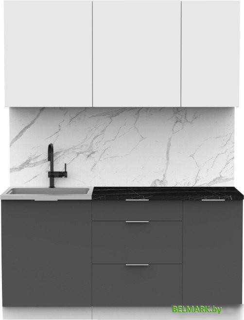 Готовая кухня Интермебель Микс Топ-2 1.6м (белый премиум/графит серый/тунис) - фото