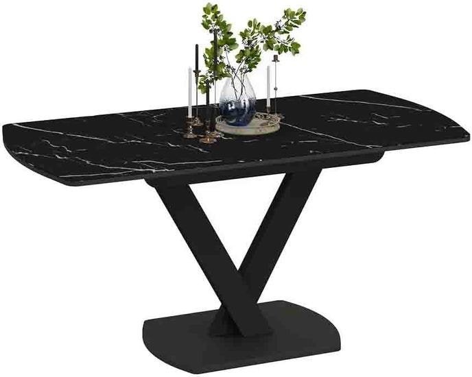 Кухонный стол Трия Салерно Тип 1 (черный муар/стекло черный мрамор) - фото2