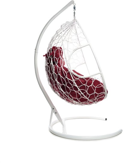 Подвесное кресло M-Group Для двоих 11450102 (белый ротанг/бордовая подушка) - фото2