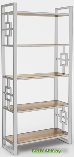 Стеллаж Hype Mebel Квадро 50x170 (белый/дуб галифакс натуральный) - фото