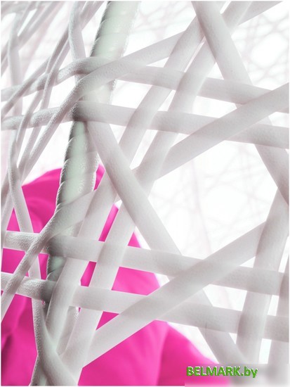 Подвесное кресло M-Group Для двоих Люкс 11510108 (белый ротанг/розовая подушка) - фото2