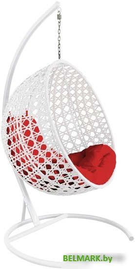 Подвесное кресло M-Group Круг Люкс 11060106 (белый ротанг/красная подушка) - фото