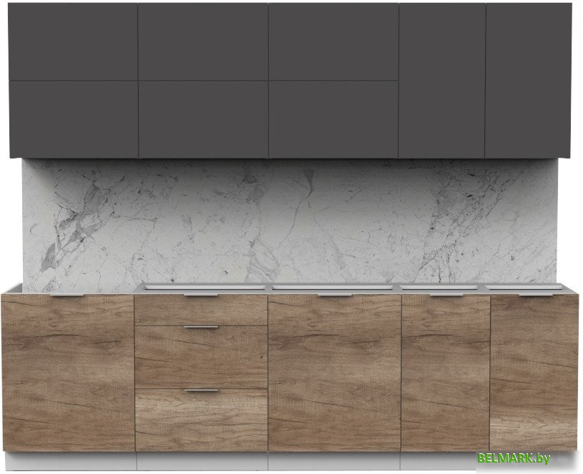 Готовая кухня Интермебель Микс Топ-39 2.6м без столешницы (графит серый/дуб каньон) - фото