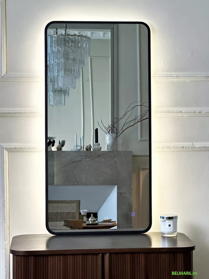 Зеркало с подсветкой eMZe Smartphone 50x100 LED.UV.SMART.50.100.CHE (черный) - фото2