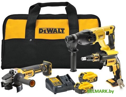 DeWalt DCK304P2 (шуруповерт, перфоратор, болгарка, 2 АКБ, сумка) - фото