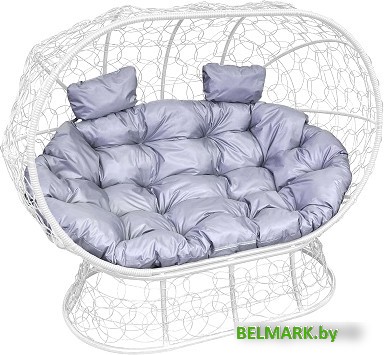 Садовый диван M-Group Лежебока 11190109 (на подставке с белым ротангом/серая подушка) - фото