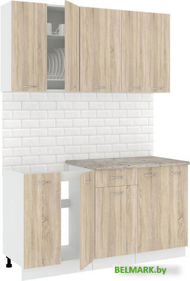 Готовая кухня Кортекс-мебель Корнелия Лира-лайт 1.5м (дуб сонома/марсель) - фото