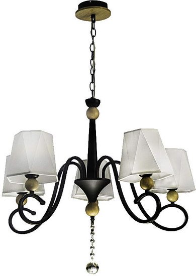 Подвесная люстра Aitin Pro НСБ 01-5х40-105 NH5312/5 (черный/дерево) - фото