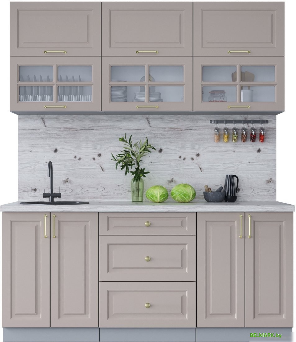 Готовая кухня Интерлиния Мила Шато 1.8Б (луна/луна/бискайская сосна) - фото