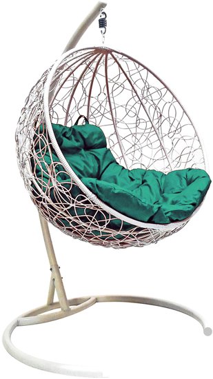 Подвесное кресло M-Group Круг 11050104 (белый ротанг/зеленая подушка) - фото