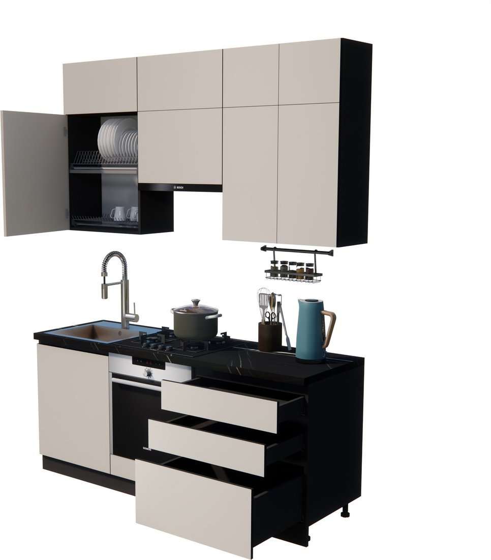 Готовая кухня ВерсоМебель Эко Премиум 2.0 (кашемир/ст. тунис) - фото2