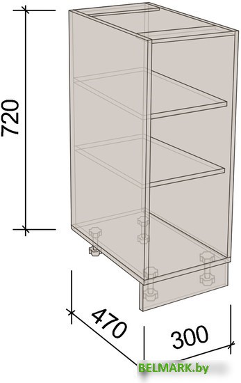 Шкаф напольный Артём-Мебель 300мм СН-114.142 (ДСП серый) - фото2