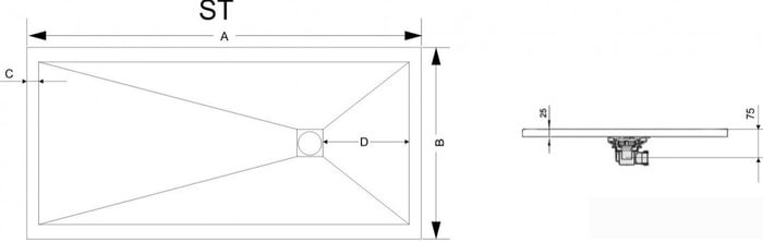 Душевой поддон RGW ST-0107W 100x70 - фото2