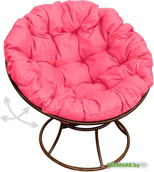 Кресло M-Group Папасан пружинка 12040208 (коричневый/розовая подушка) - фото