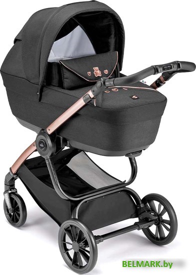 Универсальная коляска CAM Posh (2 в 1, черный/рама розовое золото) - фото