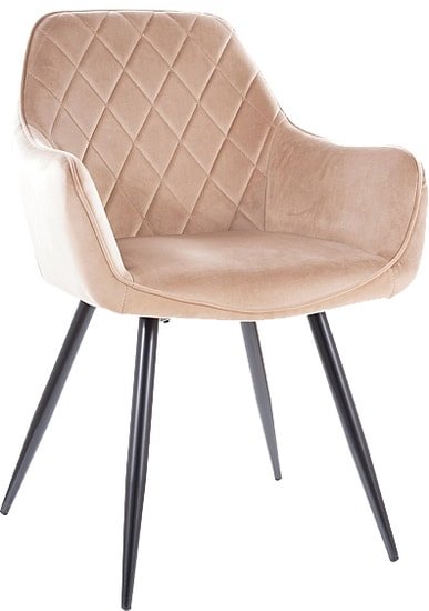 Стул с подлокотниками Signal Linea Velvet (bluvel 28 бежевый/черный) - фото