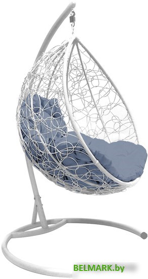Подвесное кресло M-Group Капля 11020109 (белый ротанг/серая подушка) - фото