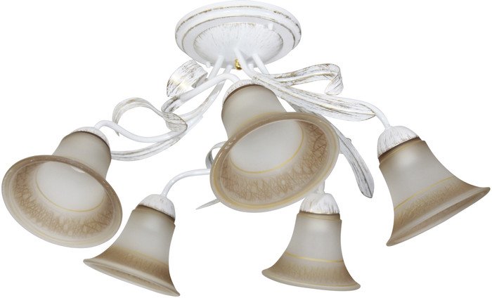 Люстра средней высоты Элетех Лилия 151 НПБ 01-5x60-107 Е27 ИУ 1005403756 (белый/золото) - фото