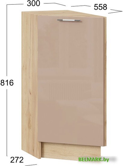 Шкаф напольный Трия Весна 1Н3Т (дуб крафт золотой/кофе с молоком) - фото2