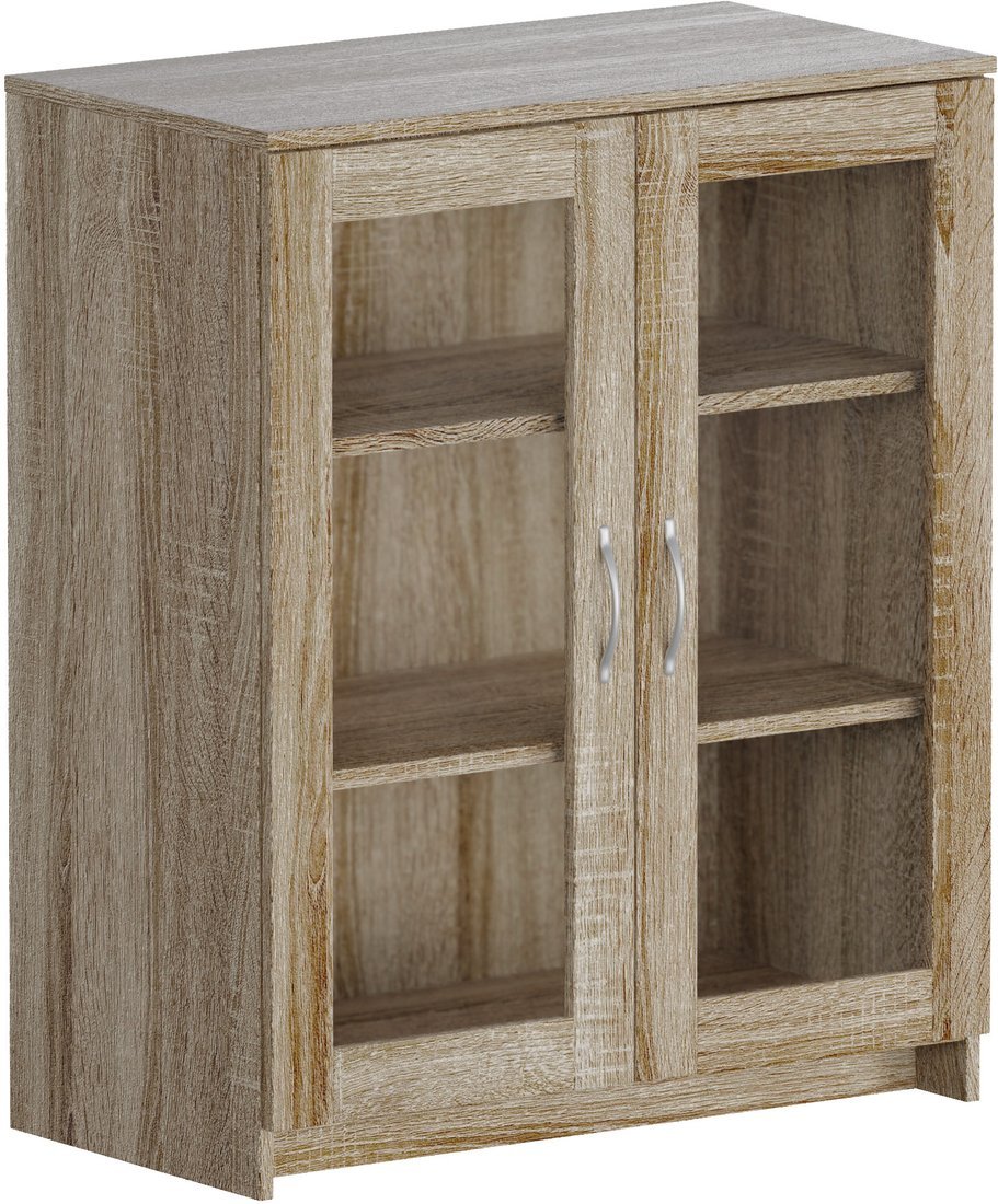 Тумба Mio Tesoro Сириус 2 двери со стеклом 78x95 2.02.03.360.3 (дуб сонома) - фото