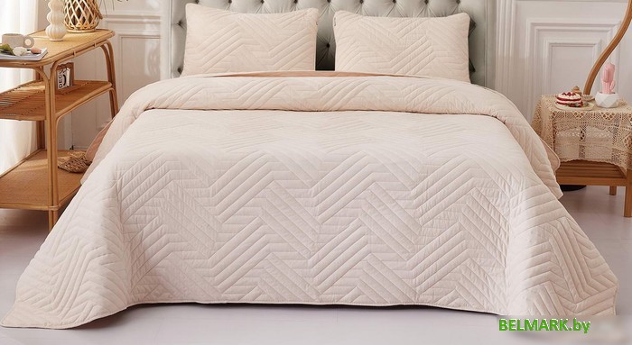 Набор текстиля для спальни Sofi De MarkO Мориц 160х220 Пок-МЦ-км-160х220 (кремовый) - фото