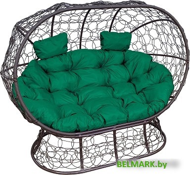 Садовый диван M-Group Лежебока 11190204 (на подставке с коричневым ротангом/зеленая подушка) - фото
