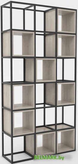 Стеллаж Hype Mebel Грос 105x175 (черный/древесина белая) - фото