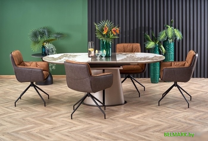 Кухонный стол Halmar Robinson (бежевый мрамор/капучино/черный) - фото2