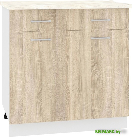 Шкаф напольный Кортекс-мебель Корнелия Лира НШ80р1ш (дуб сонома/королевский опал) - фото