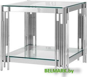 Журнальный столик Stool Group Гэтсби 55x55 EET-027 (прозрачное стекло/сталь серебристый) - фото