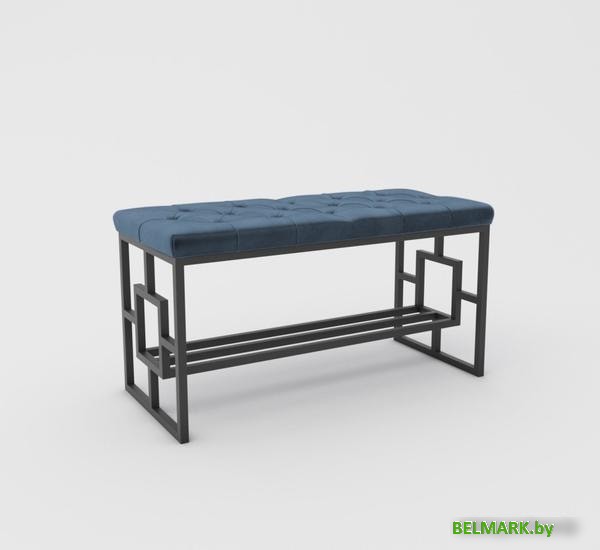 Банкетка Hype Mebel Квадро Люкс (черный/синий) - фото