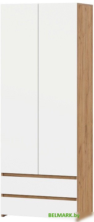 Шкаф распашной NN мебель МС Некст К двухстворчатый с ящиками (дуб золотой/белый) - фото