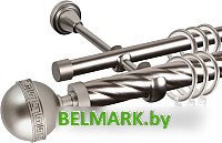 Карниз для штор АС ФОРОС Grace D25К/16Г + наконечники Таврика (2.4м, сатин) - фото