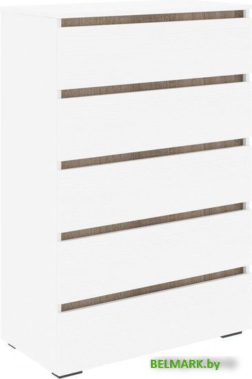 Комод Кортекс-мебель Бари 80 5ш (белый/белый/дуб сонома) - фото