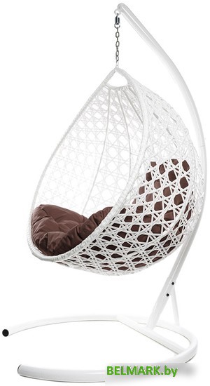 Подвесное кресло M-Group Капля Люкс 11030105 (белый ротанг/коричневая подушка) - фото2